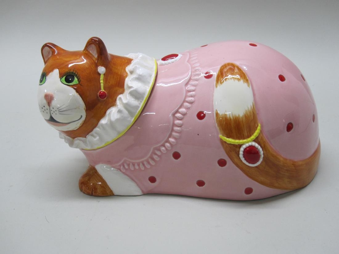 VINTAGE POLKA DOT CAT COOKIE JAR (1 of 6)