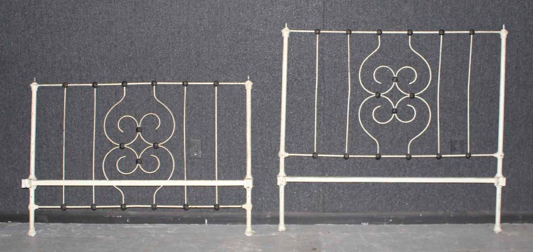 VICTORIAN BLACK AND WHITE PAINTED IRON BEDSTEAD (1 of 3)
