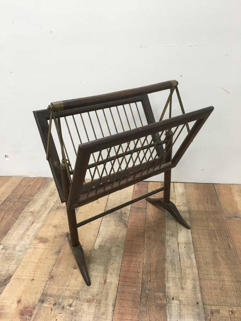 MAHOGANY AND BRASS FOLDING MAGAZINE RACK (1 of 1)
