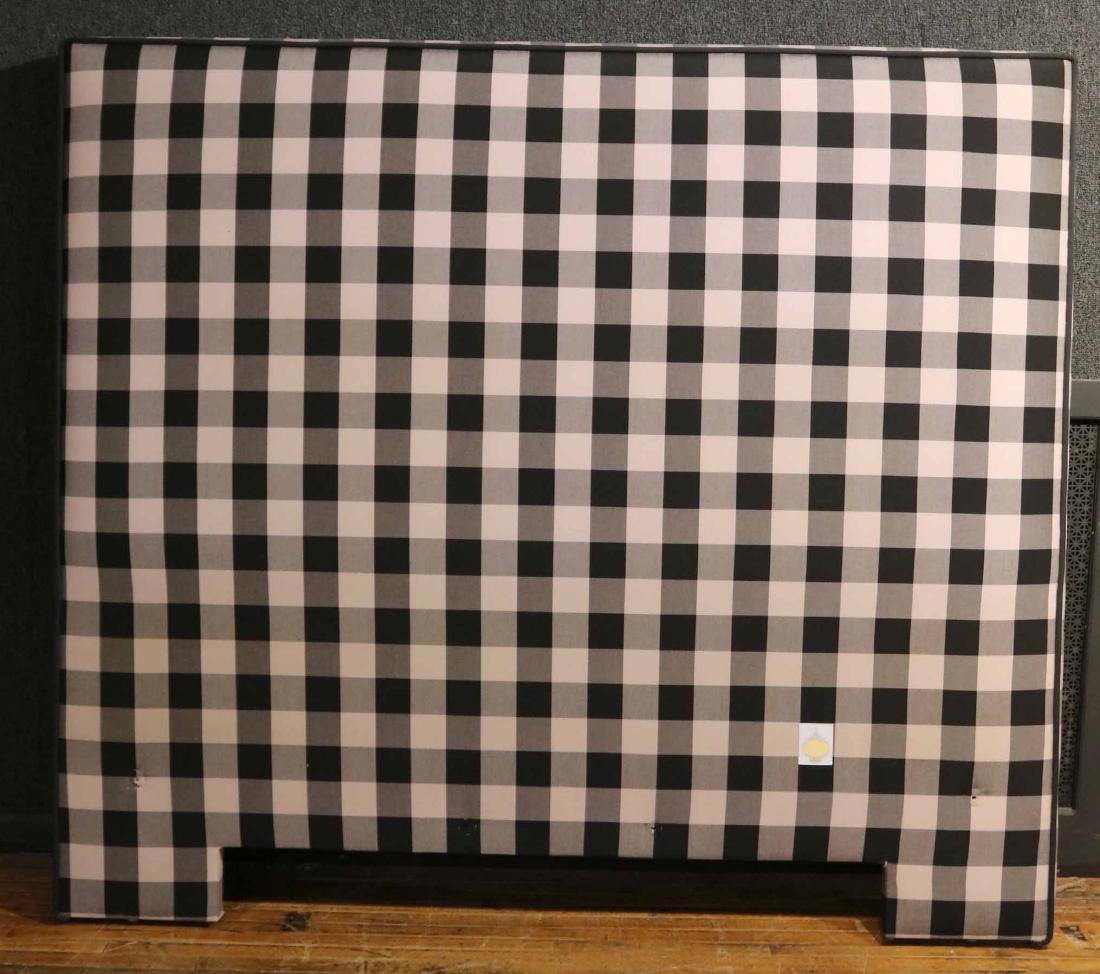 CONTEMPORARY GREY-GINGHAM UPHOLSTERED HEADBOARD (1 of 4)