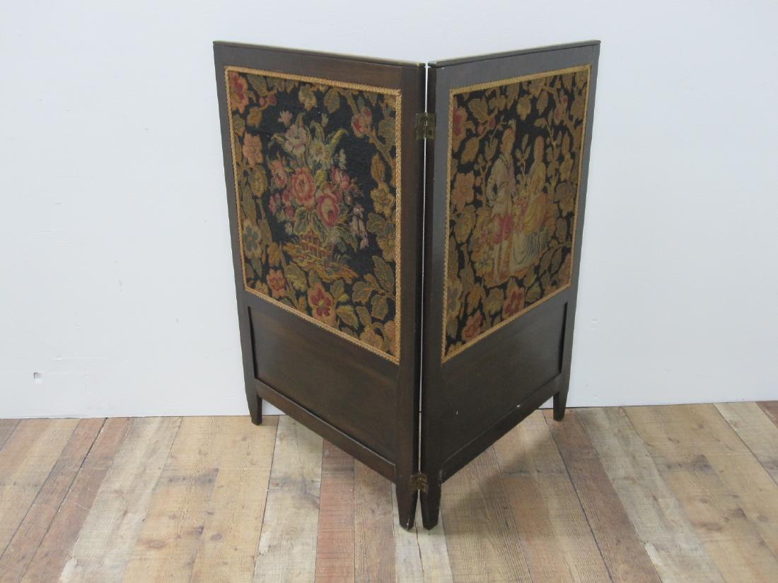 TWO PART NEEDLEWORK PANELED SCREEN (1 of 3)