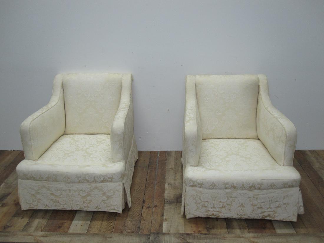 PAIR OF WHITE UPHOLSTERED EASY CHAIRS (1 of 4)