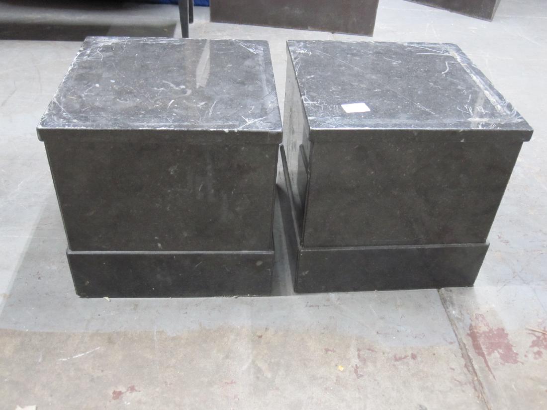 PAIR OF SHORT GRAY MARBLE PEDESTALS (1 of 2)