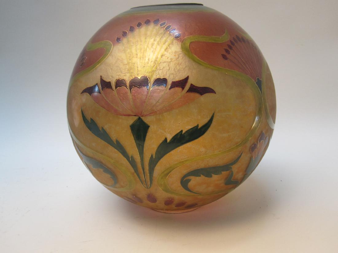 ARTS AND CRAFTS STYLE GONE WITH THE WIND GLOBE: Painted glass. 11"dia. x 11"h