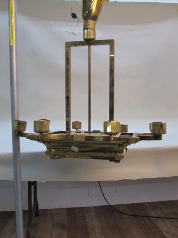 8 LIGHT BRASS ART DECO CHANDELIER (1 of 5)