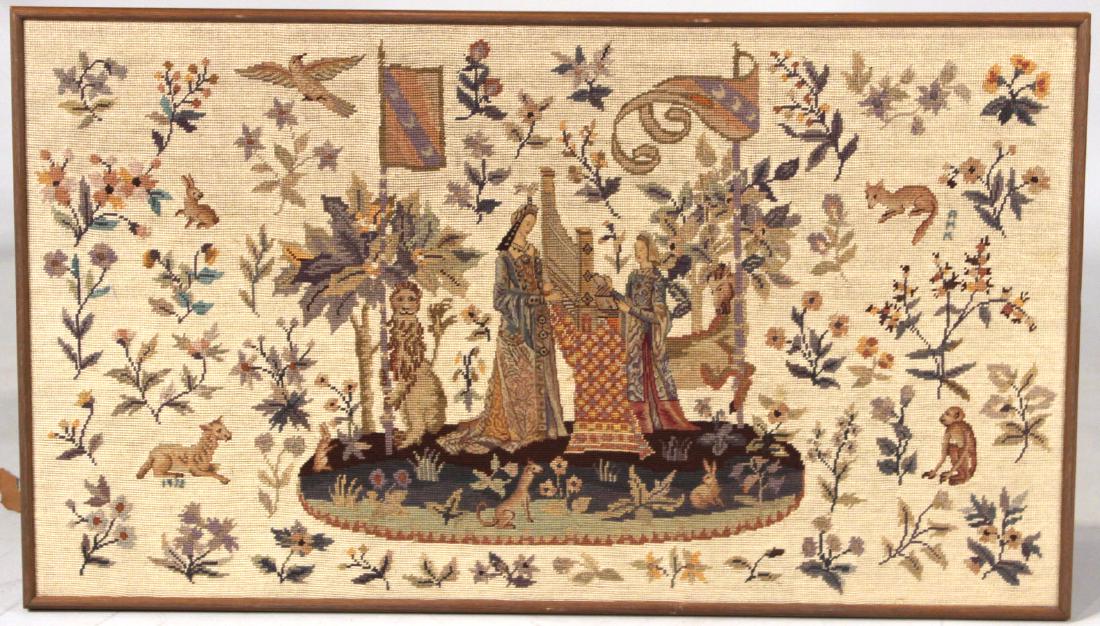 Medieval Style Needlepoint of Animals and Women (1 of 5)