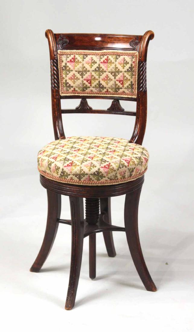 Regency Carved Mahogany Revolving Side Chair (1 of 9)