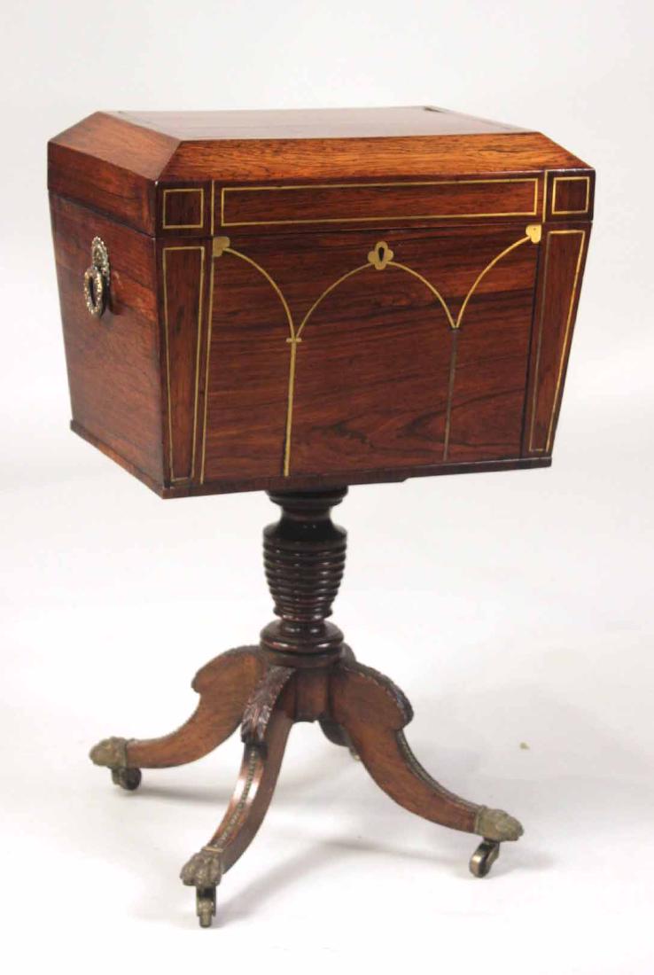 Regency Brass-Inlaid Mahogany Teapoy (1 of 10)