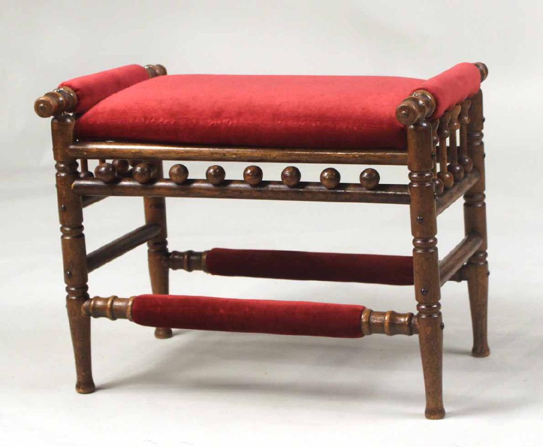 Victorian Turned and Upholstered Stool (1 of 5)