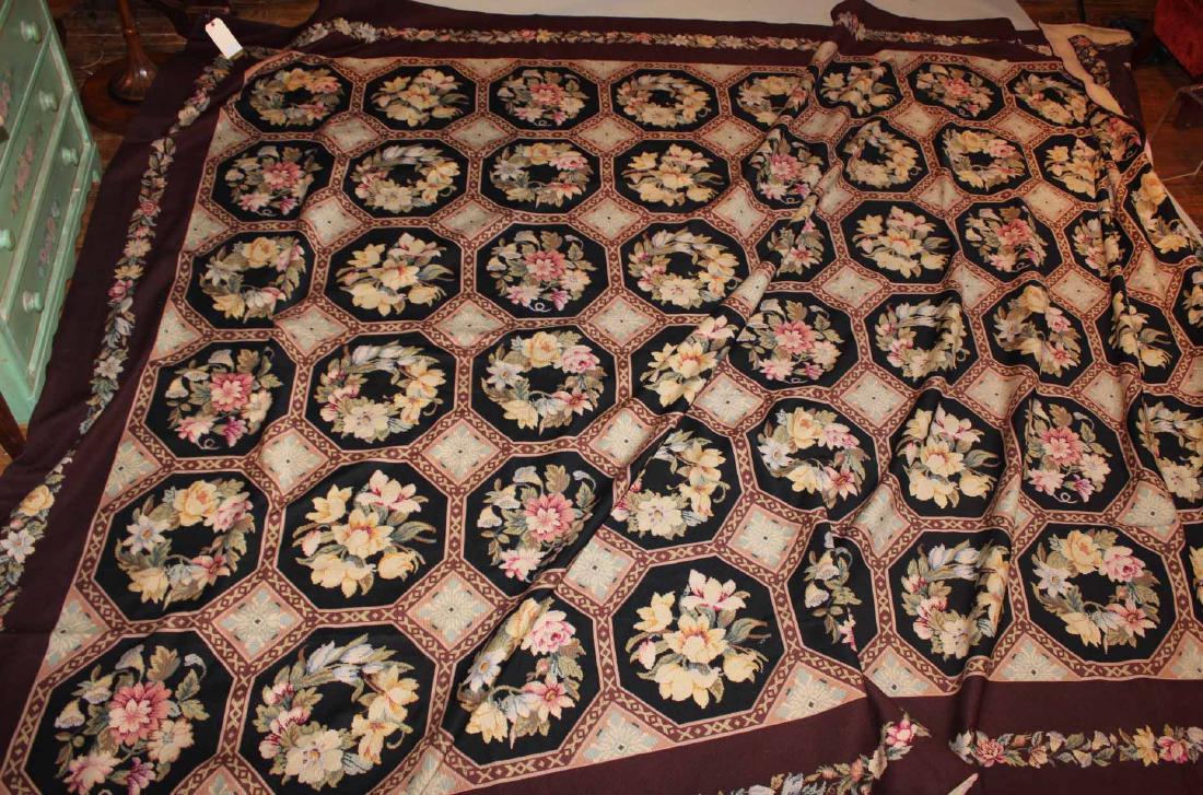 Aubusson Style Needlework Floral-Decorated Carpet (1 of 5)