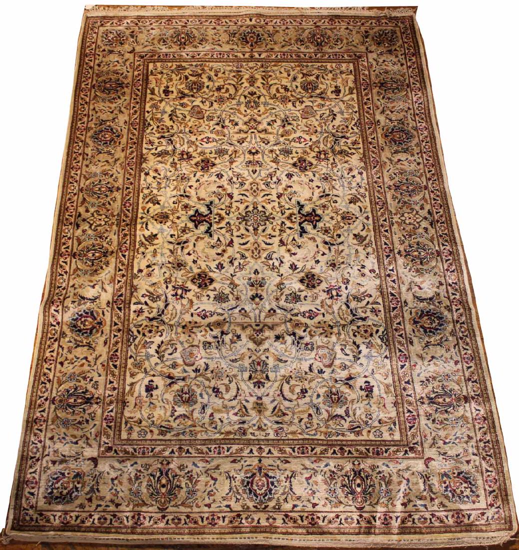 Persian Silk Rug in Creams and Red (1 of 4)