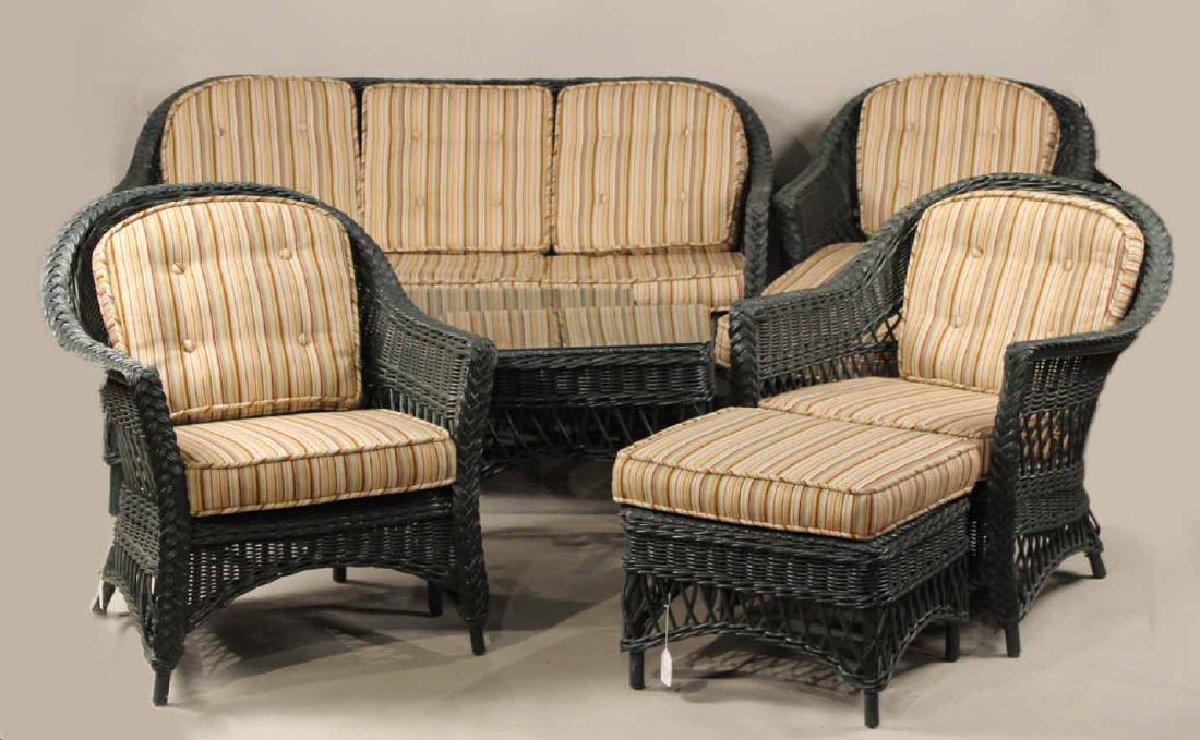 Eight Green Wicker Porch Furniture (1 of 8)