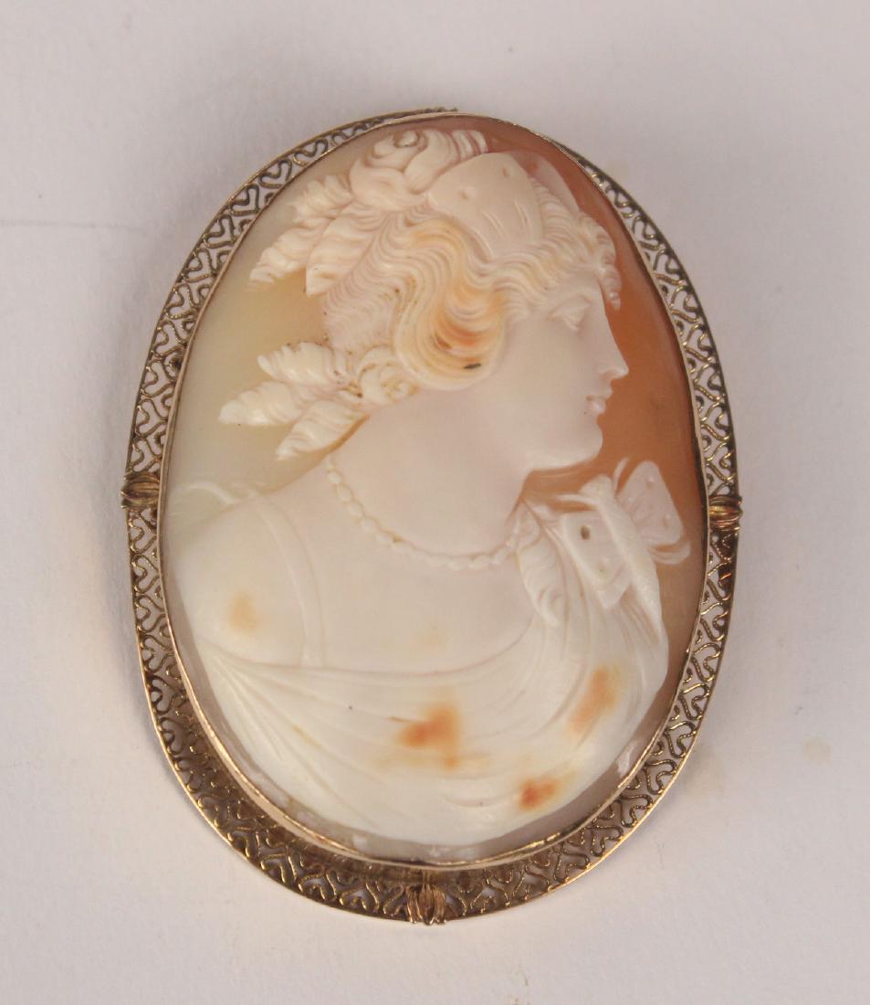 Very Large 14K Yellow Gold Framed Cameo (1 of 4)