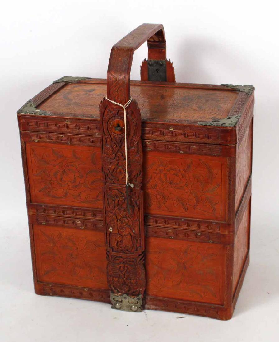 Chinese Wooden Handled Box (1 of 5)