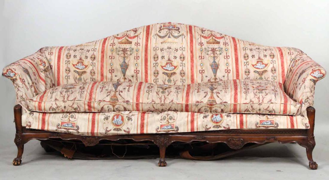 Chippendale Style Mahogany Camelback Sofa (1 of 8)