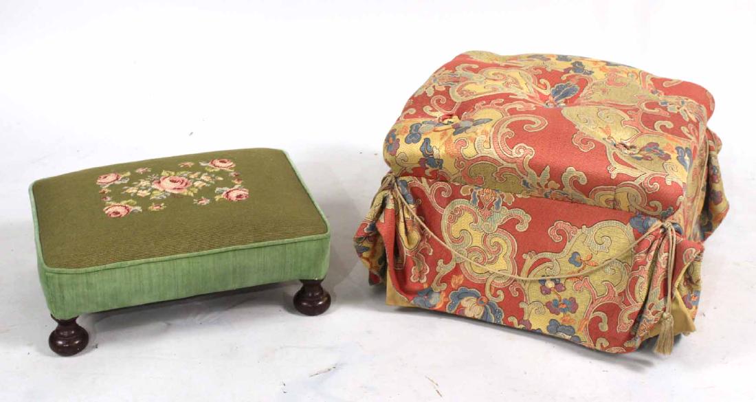 Needlepoint Upholstered Stool (1 of 5)