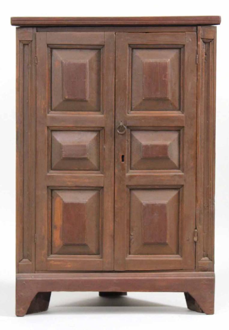 Brown Painted Yellow Pine Corner Cupboard (1 of 5)