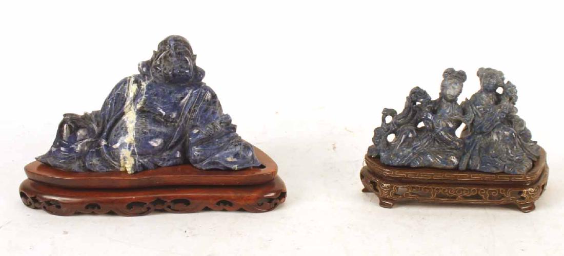 Two Carved Blue Hardstone Figural Groups (1 of 8)