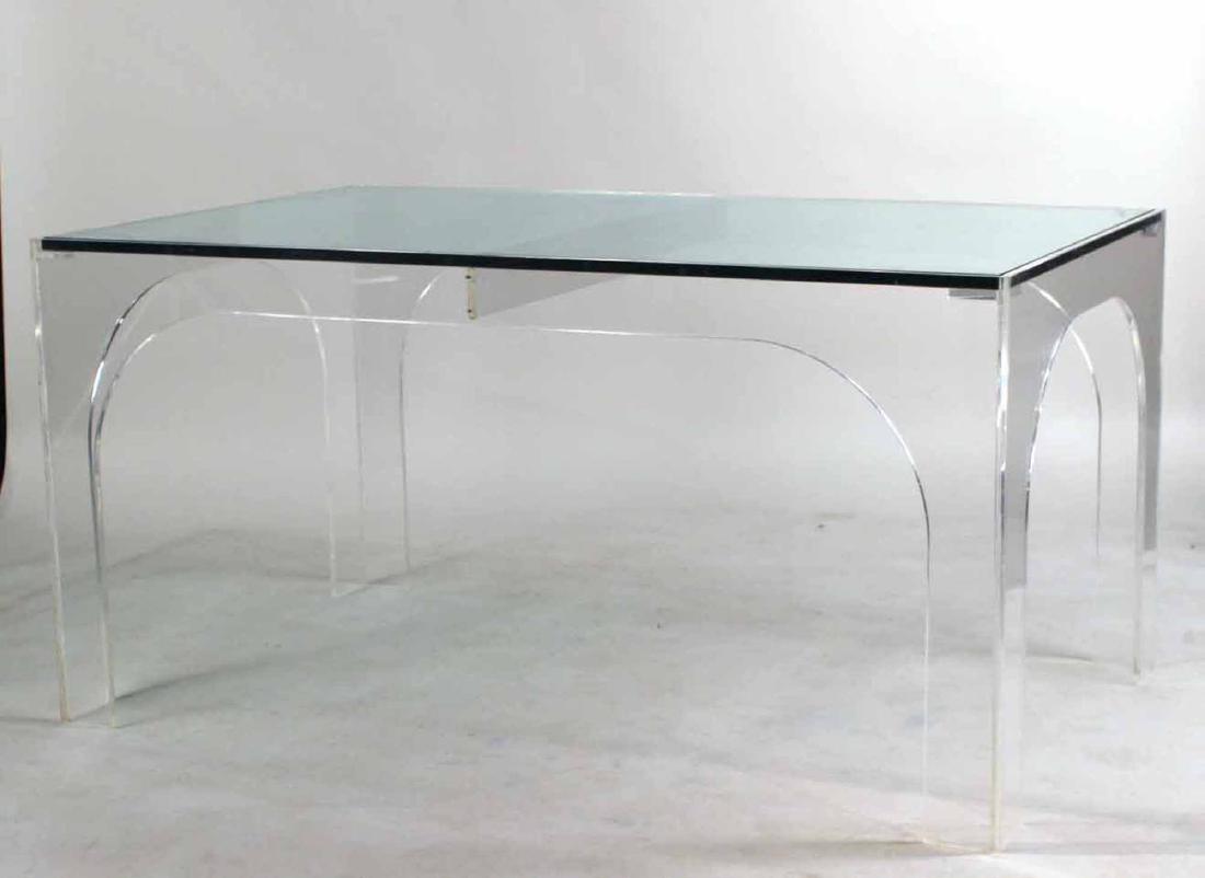 MODERN GLASS TOP LUCITE TABLE (1 of 7)