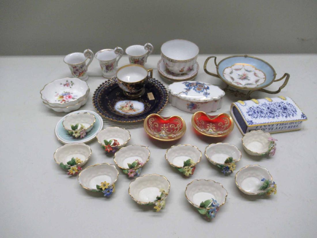 TWELVE DRESDEN FLORAL DECORATED SALTS (1 of 10)