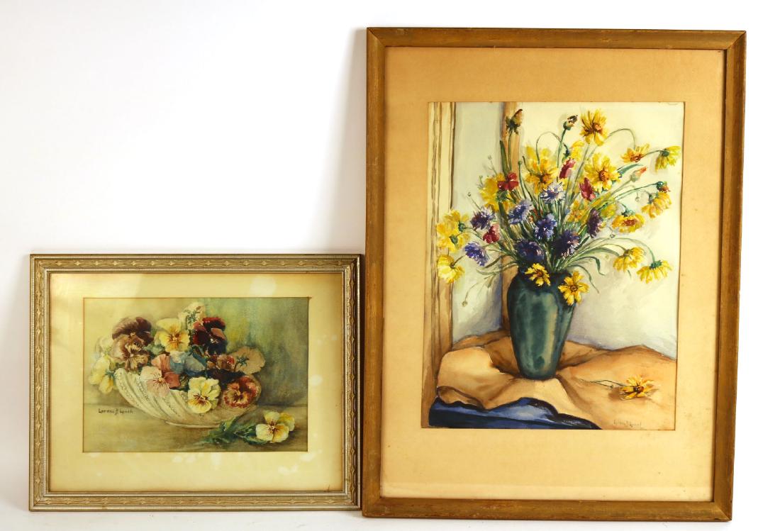 TWO WATERCOLORS, FLORAL STILL LIFE, LORENA LYNCH (1 of 10)