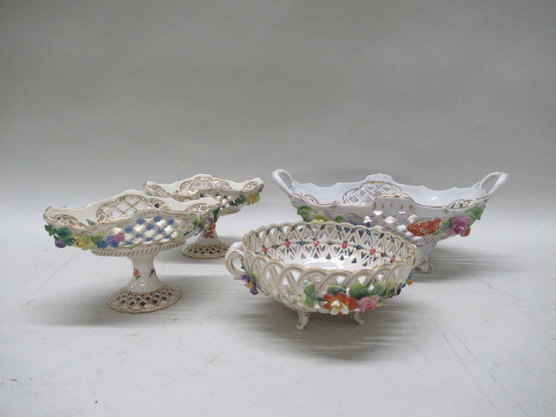 PAIR OF SMALL DRESDEN FOOTED COMPOTES (1 of 7)