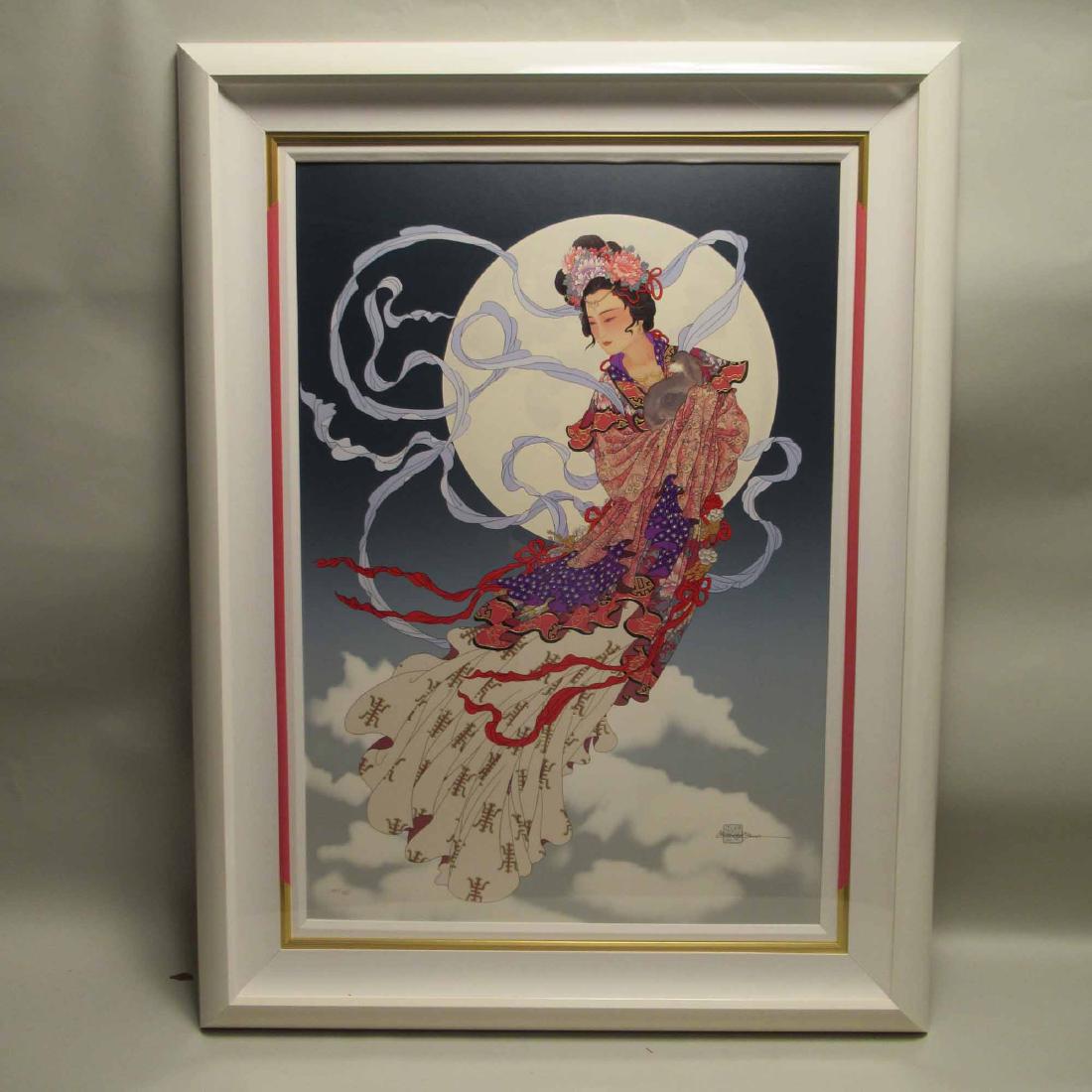 CAROLINE YOUNG LIMITED EDITION GICLEE: Of Geisha signed lower right. Numbered 247/300. Framed size 49" x 36" x 3"