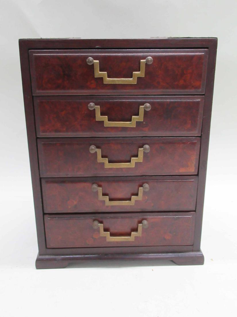 ORIENTAL STYLE BRASS MOUNTED JEWELRY CHEST (1 of 4)