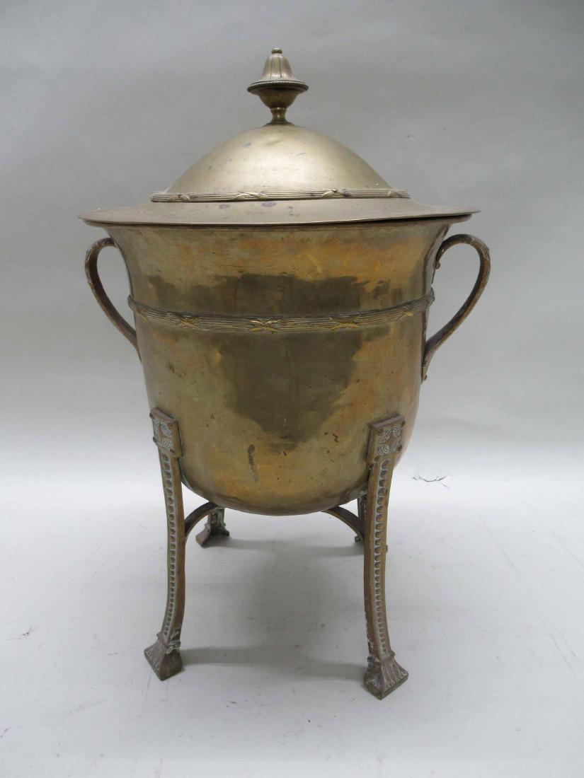 VICTORIAN FOOTED BRASS COAL BIN (1 of 8)