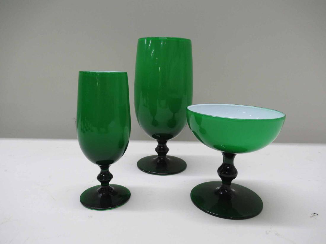 SET OF 26 GREEN GLASS STEMWARE (1 of 4)