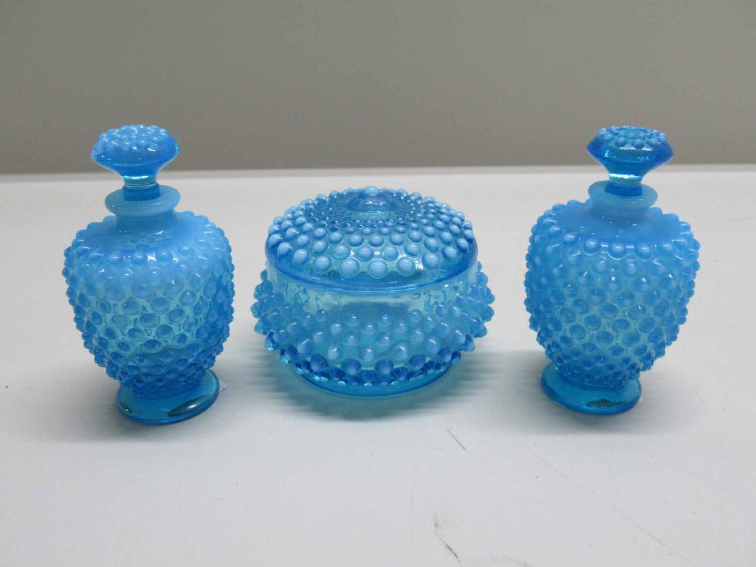 BLUE HOBNAIL THREE PIECE DRESSER SET (1 of 4)