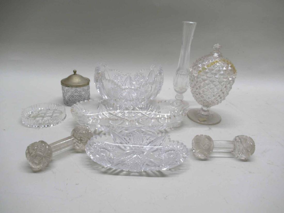 NINE ASSORTED PIECES OF CUT GLASS (1 of 5)