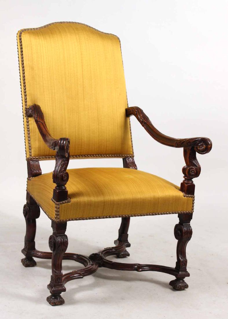 BAROQUE CARVED WALNUT ARMCHAIR (1 of 8)