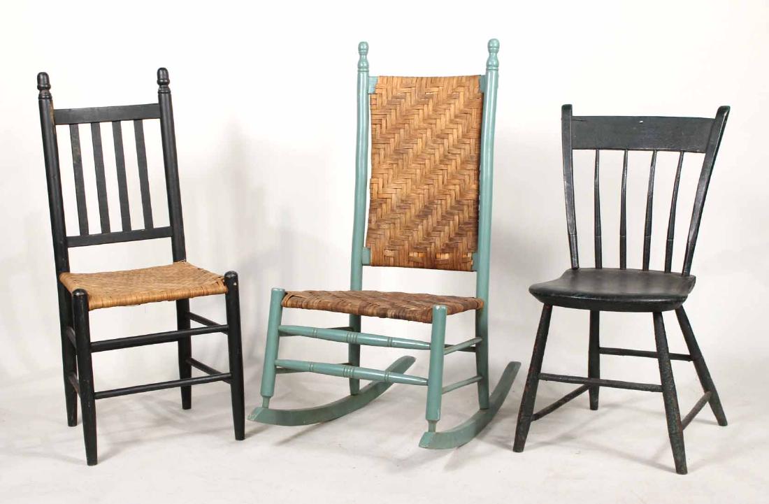 THREE GREEN-PAINTED SIDE CHAIRS (1 of 6)