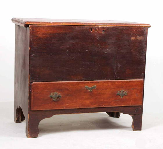 Stained Pine Chest Over Drawer