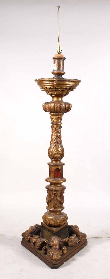 BAROQUE STYLE CARVED GILTWOOD TORCHERE (1 of 8)