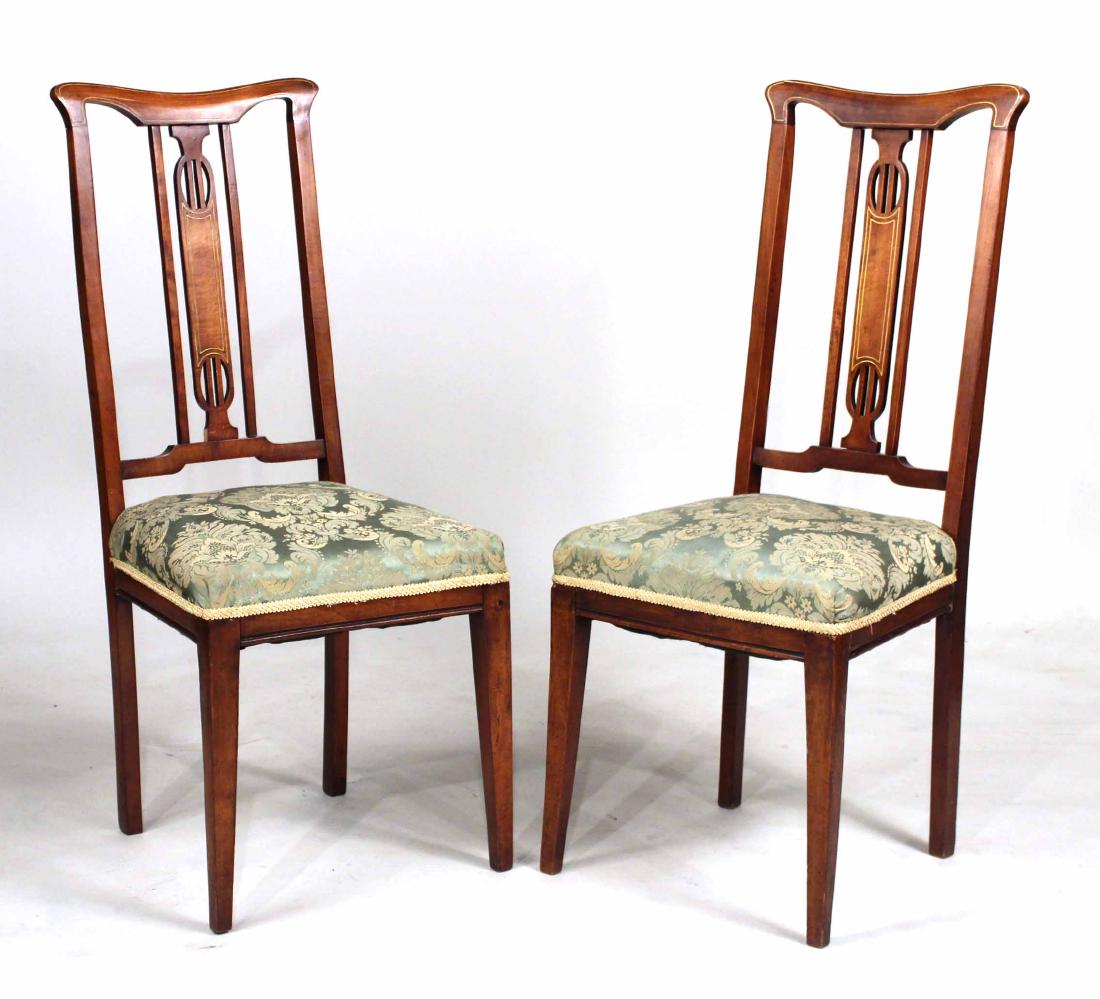 PAIR OF INLAID MAHOGANY SIDE CHAIRS (1 of 6)