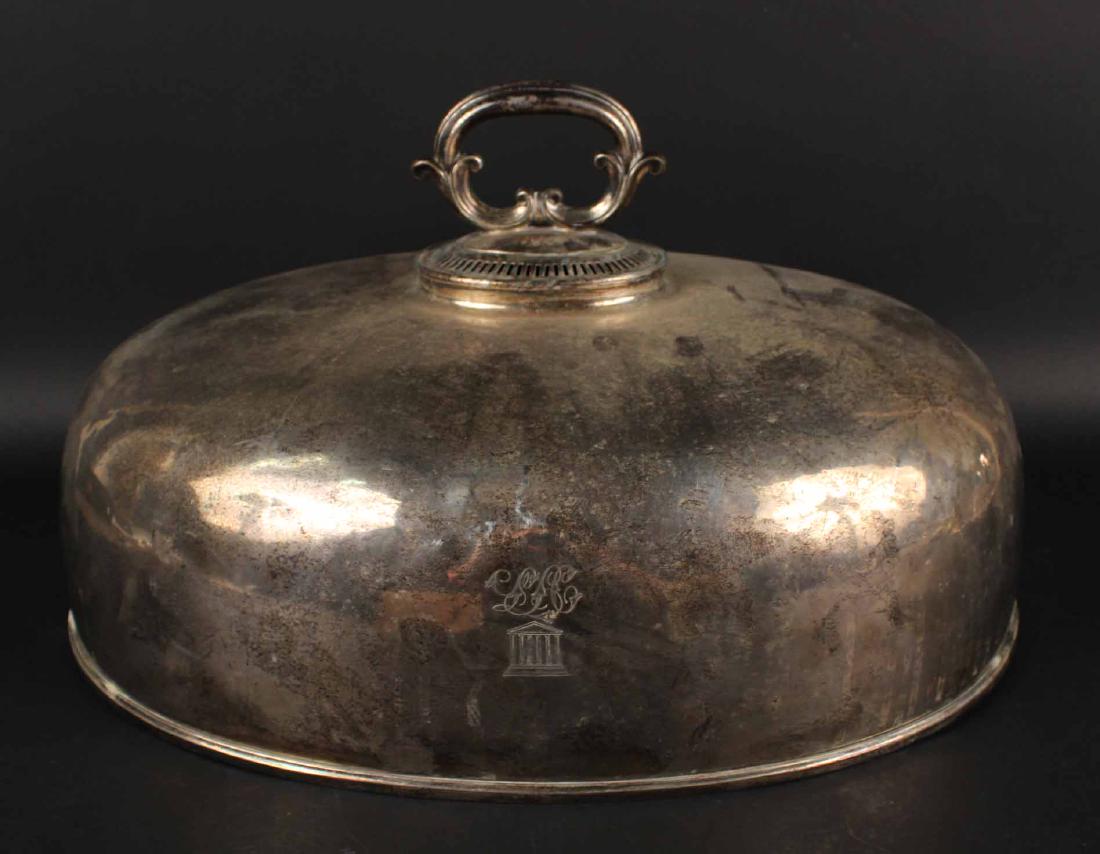 SILVER PLATE HAND HAMMERED OVAL DOME LID (1 of 5)