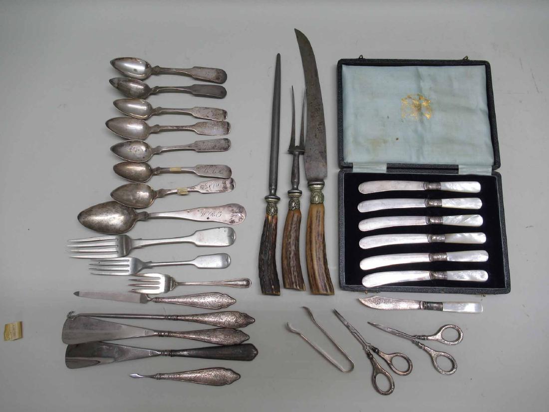 EIGHT EARLY COIN SILVER SPOONS (1 of 10)