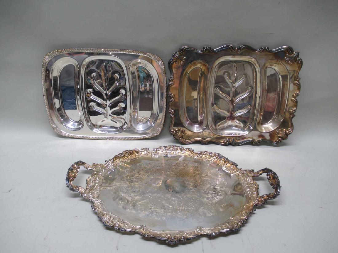 2 SILVER PLATED WELL AND TREE PLATTERS (1 of 6)