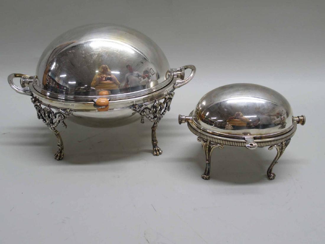 TWO SILVER PLATED ROLL DOME TOP WARMING DISHES (1 of 6)