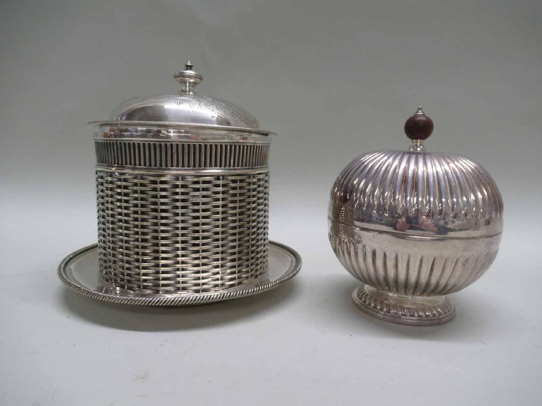 TWO ENGLISH SILVER PLATED BISCUIT JARS (1 of 5)