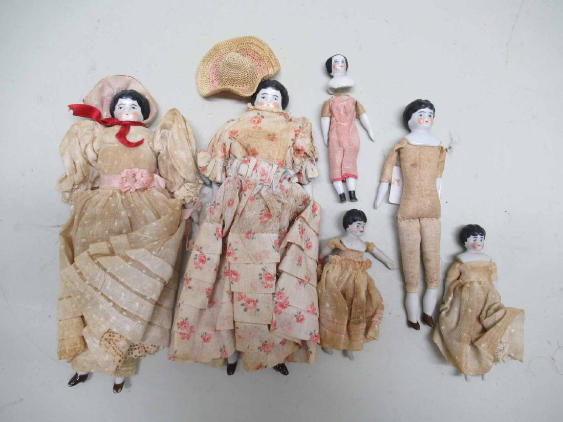 SIX GERMAN SHOULDER HEAD DOLLS (1 of 4)