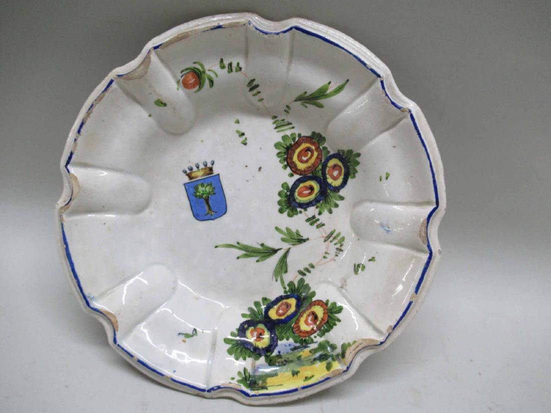 FRENCH BLUE AND FLORAL DECORATED PLATE (1 of 3)