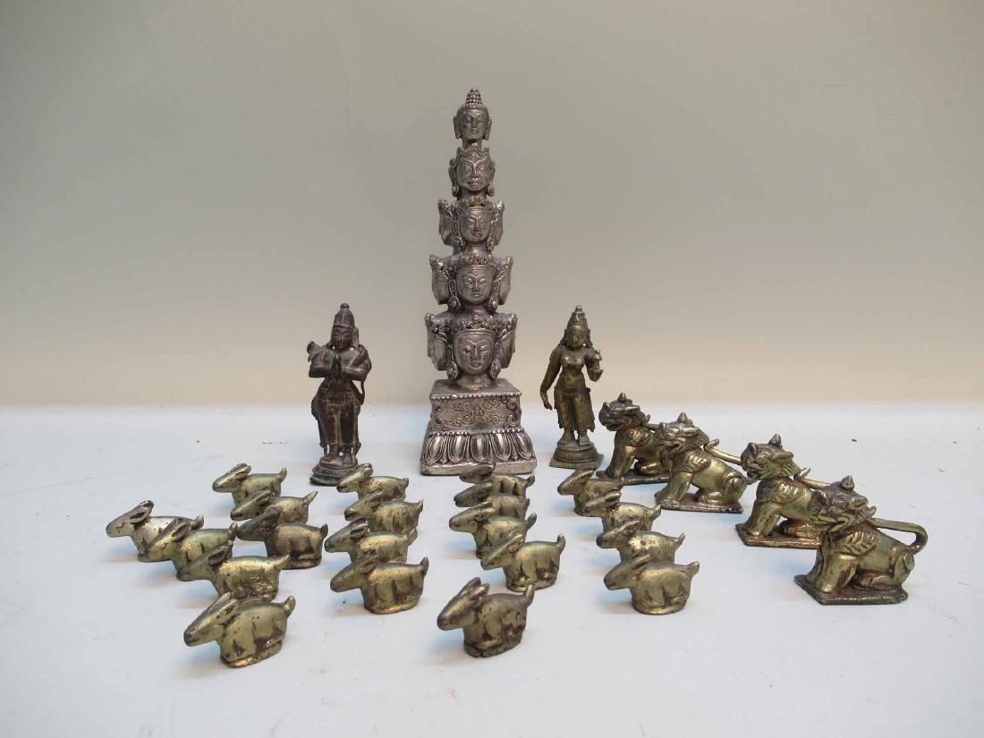 GROUP OF ASSORTED THAI BRASS AND METAL FIGURINES (1 of 5)