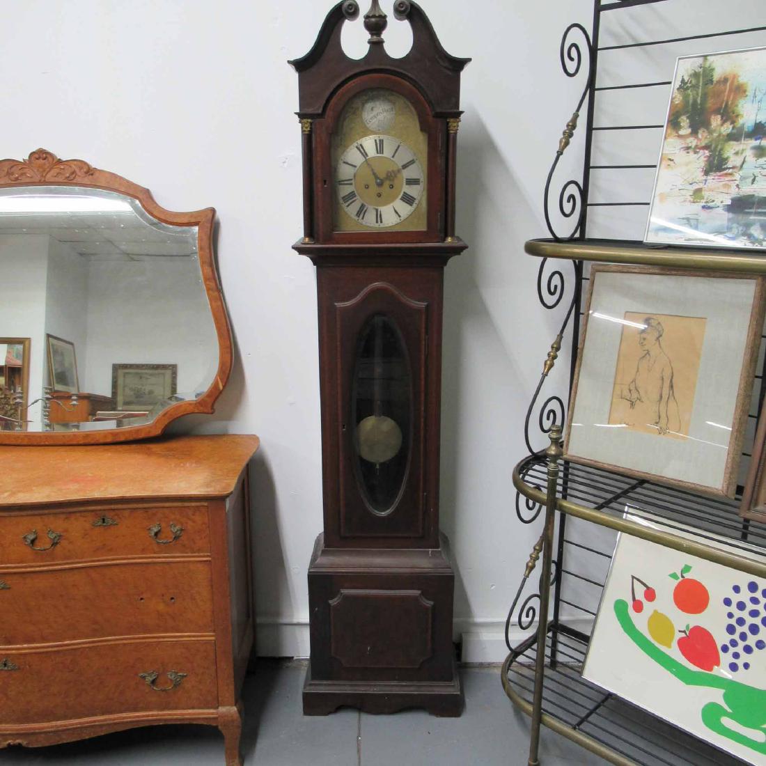 MAHOGANY GRANDMOTHERS TALL CASE CLOCK (1 of 4)