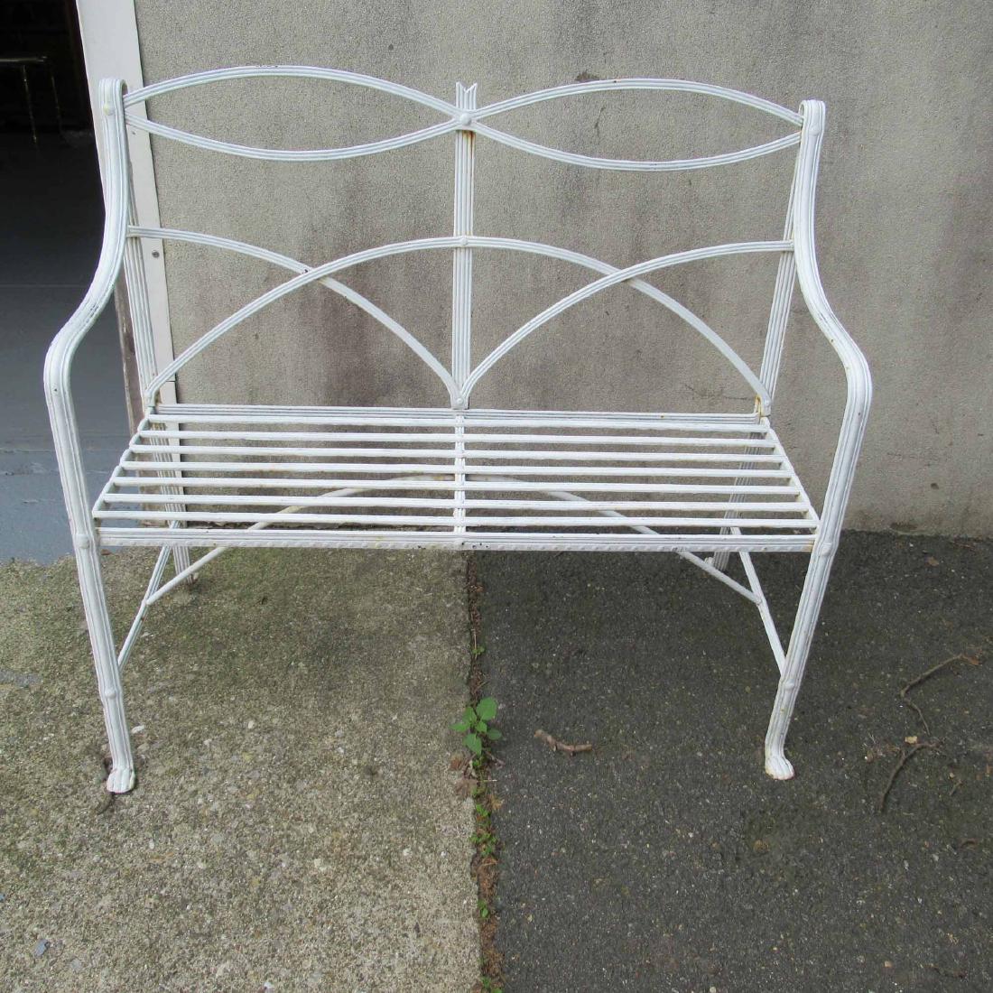 OUTDOOR WHITE PAINTED IRON BENCH (1 of 5)