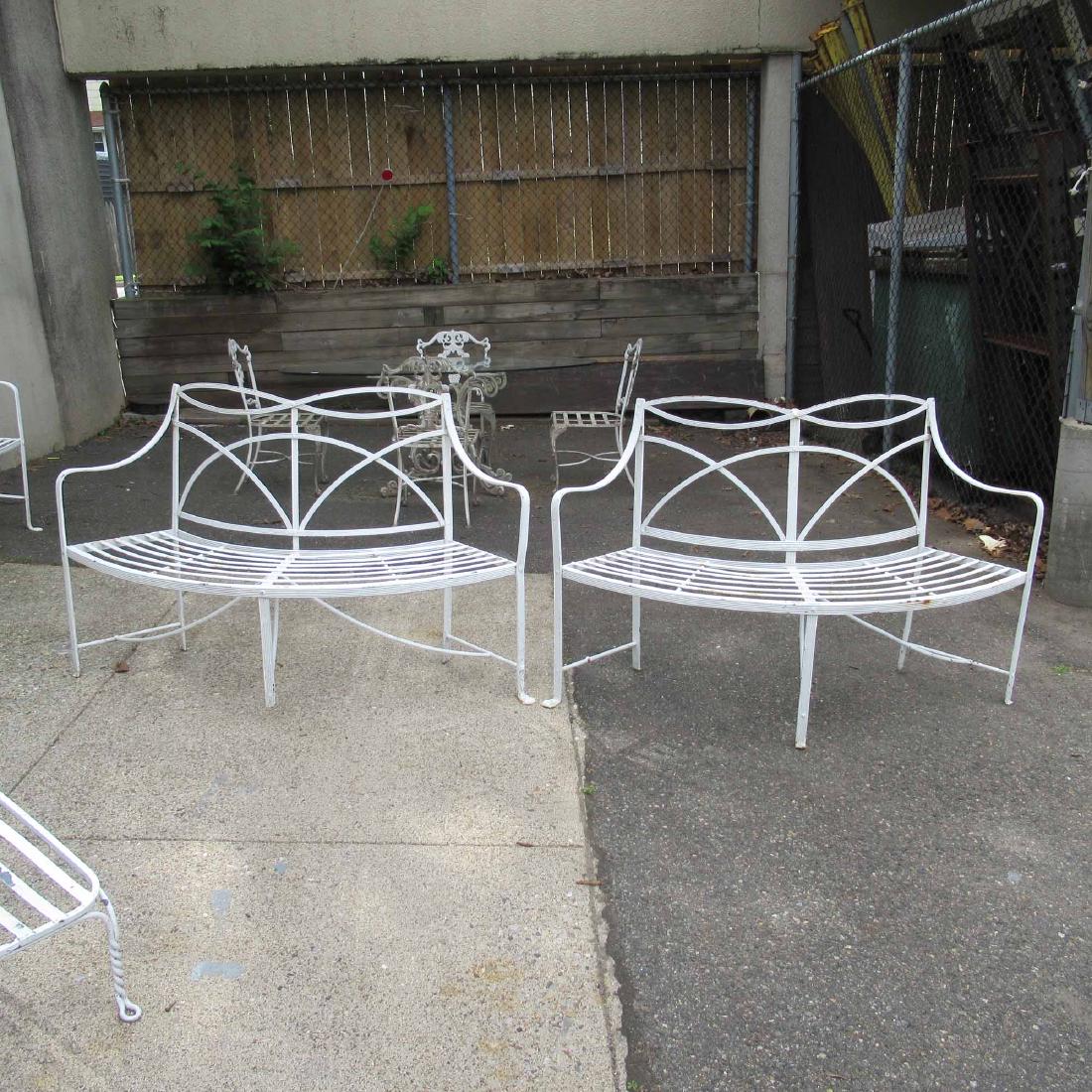 PAIR OF WHITE PAINTED GARDEN BENCHES (1 of 8)