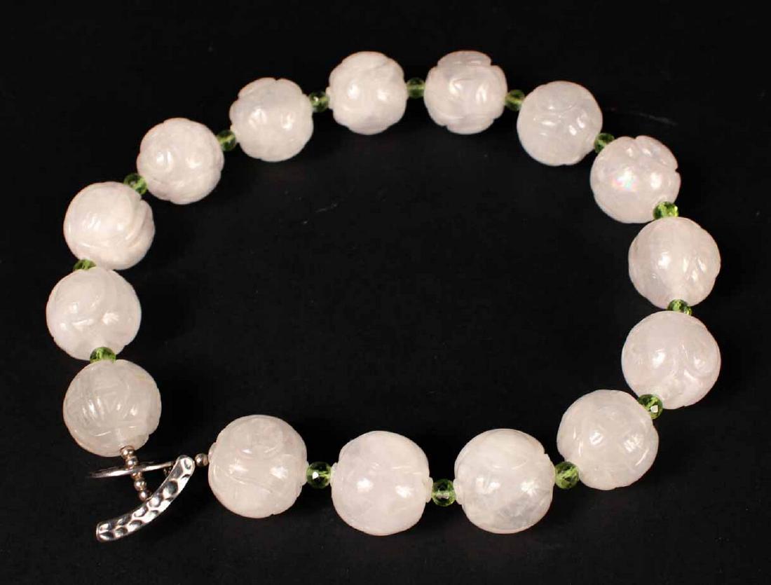 Rose Quartz & Peridot Beaded Necklace (1 of 5)