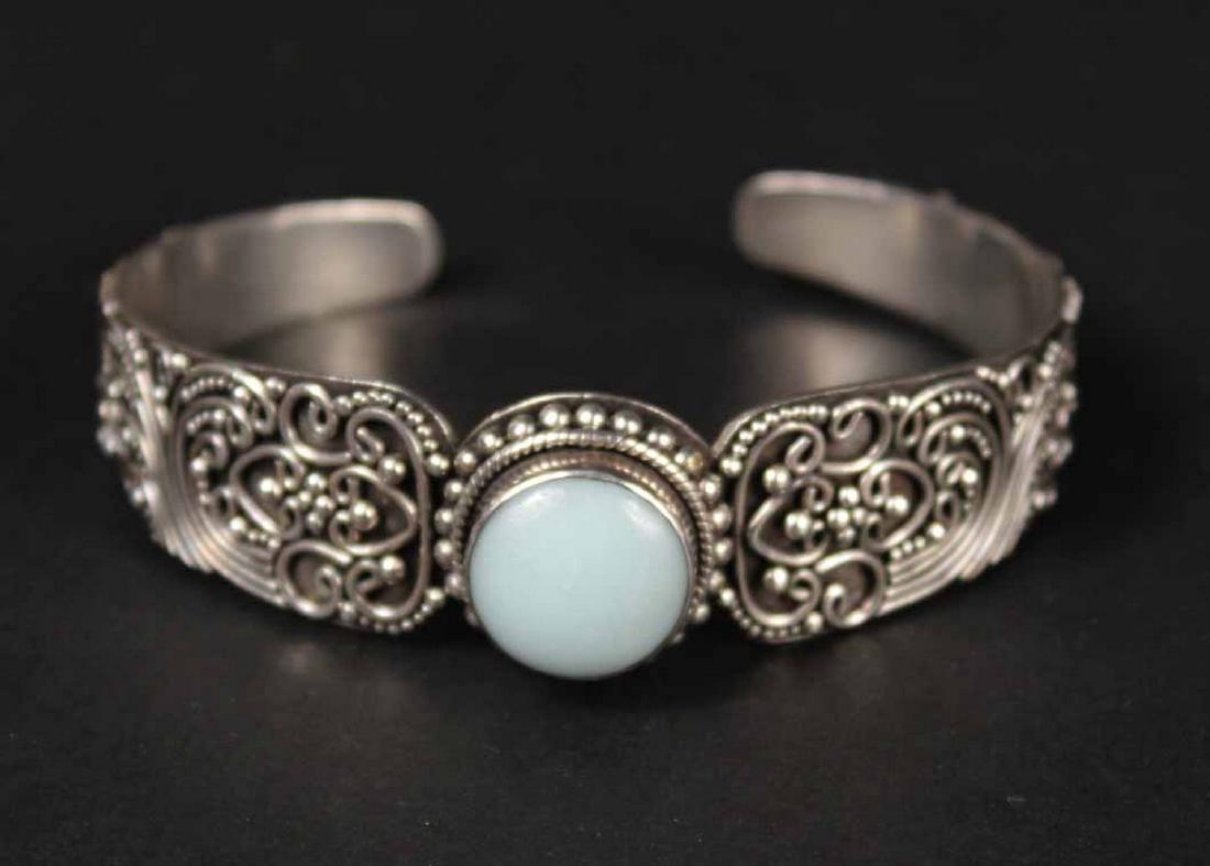 Sterling Silver & Chalcedony Cuff Bracelet (1 of 5)